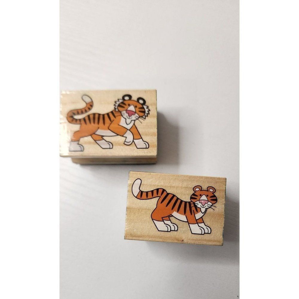 Set of 2 Tiger Rubber Stamps for Crafting